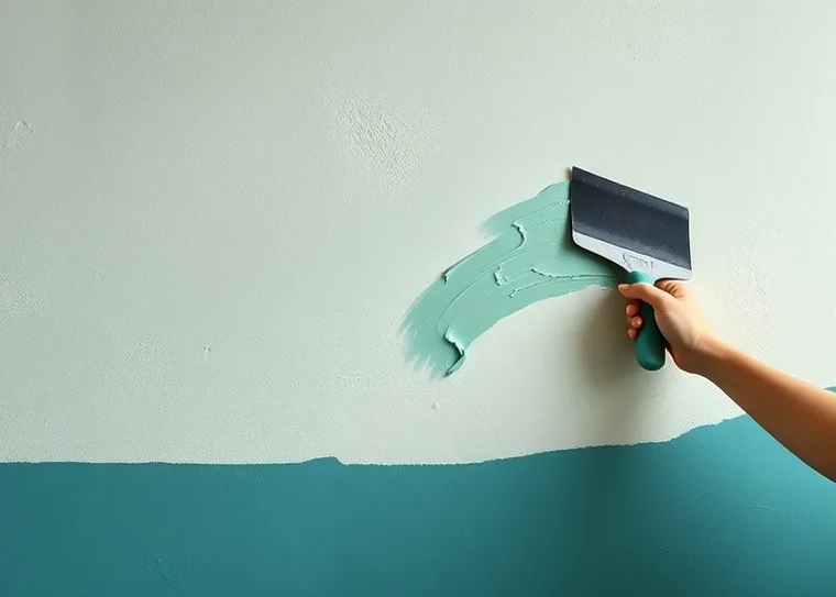Application d'un enduit décoratif à la lisseuse sur un mur