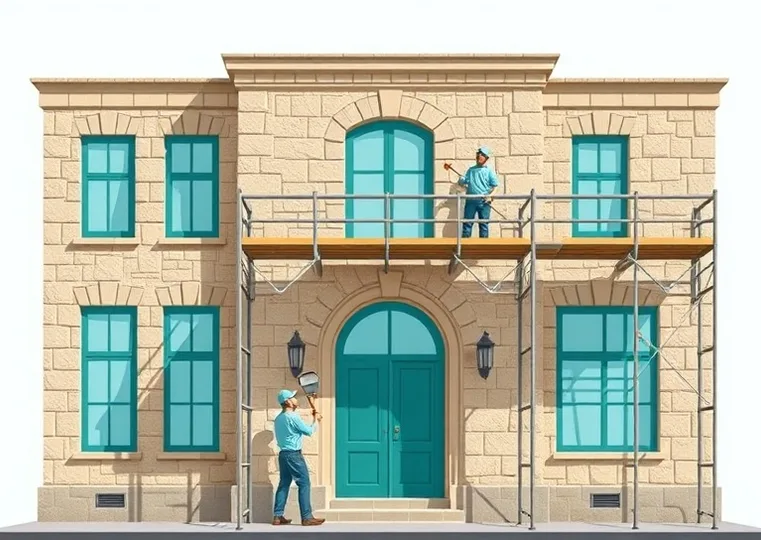Ravalement de façade en pierre, nettoyage et application d'enduit