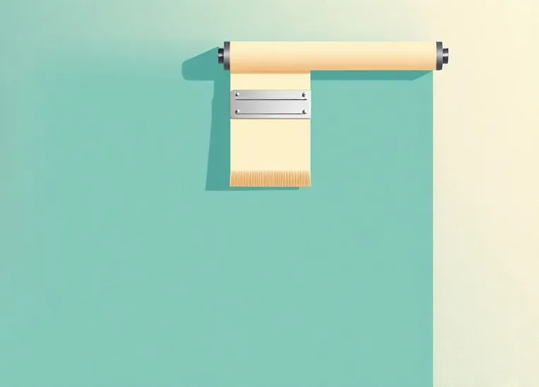 Pose de papier peint, rouleau et brosse à maroufler
